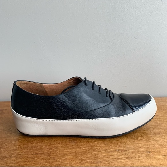 Fitflop Black Leather Sneakers with Cream Sole - Picture 11 of 12